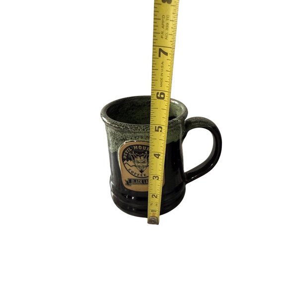 2 Deneen Pottery Devil Mountain Coffee Co Black Label Stoneware Mug Green Black - Picture 7 of 7
